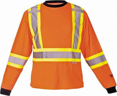 Viking - Size XL, Hi-Viz Orange, High Visibility, Long Sleeve T-Pocket, - 47" Chest, 1 Pocket, Cotton/Polyester - Makers Industrial Supply