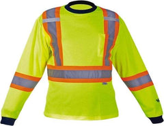 Viking - Size L, Hi-Viz Lime, High Visibility, Long Sleeve T-Pocket, - 43" Chest, 1 Pocket, Cotton/Polyester - Makers Industrial Supply