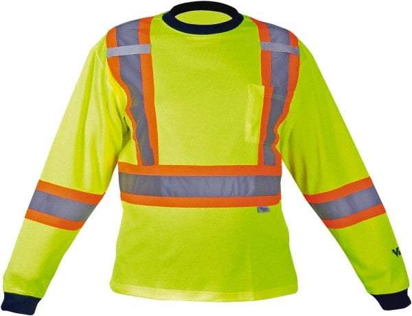 Viking - Size 2XL, Hi-Viz Lime, High Visibility, Long Sleeve T-Pocket, - 51" Chest, 1 Pocket, Cotton/Polyester - Makers Industrial Supply