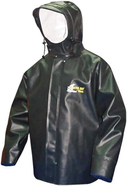 Viking - Size S, Green, Rain, Chemical, Wind Resistant Jacket - 37" Chest, Attached Hood - Makers Industrial Supply