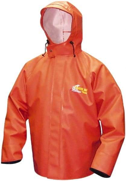 Viking - Size 2XL, Orange, Rain, Chemical, Wind Resistant Jacket - 51" Chest, Attached Hood - Makers Industrial Supply