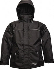 Viking - Size S, Black, Rain, Wind Resistant Jacket - 37" Chest, 3 Pockets, Detachable Hood - Makers Industrial Supply