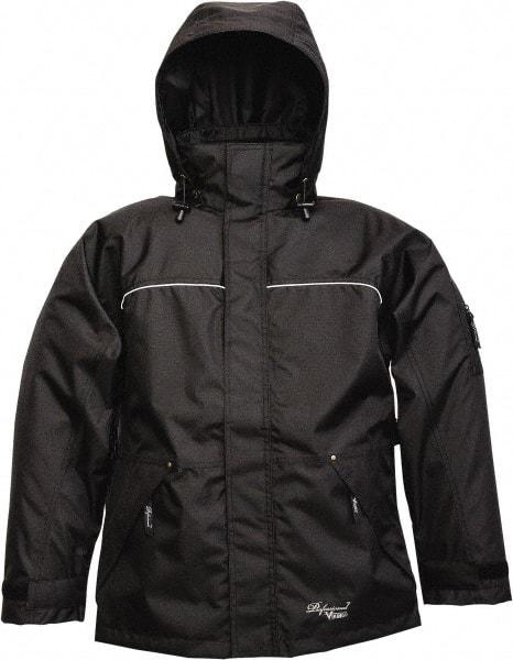 Viking - Size 2XL, Black, Rain, Wind Resistant Jacket - 51" Chest, 3 Pockets, Detachable Hood - Makers Industrial Supply