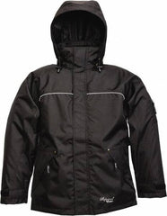 Viking - Size 3XL, Black, Rain, Wind Resistant Jacket - 55" Chest, 3 Pockets, Detachable Hood - Makers Industrial Supply