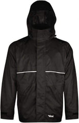 Viking - Size 2XL, Black, Rain, Wind Resistant Jacket - 51" Chest, 3 Pockets, Detachable Hood - Makers Industrial Supply