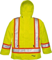 Viking - Size S, High Visibility Lime, Rain, Wind Resistant Jacket - 37" Chest, Detachable Hood - Makers Industrial Supply