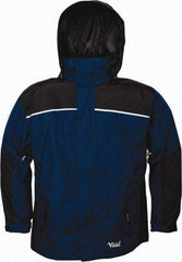 Viking - Size S, Navy & Charcoal, Rain, Wind Resistant Jacket - 37" Chest, 5 Pockets, Detachable Hood - Makers Industrial Supply