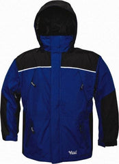 Viking - Size L, Charcoal & Royal Blue, Rain, Wind Resistant Jacket - 43" Chest, 5 Pockets, Detachable Hood - Makers Industrial Supply