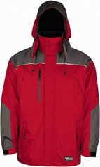 Viking - Size 3XL, Red & Charcoal, Rain, Wind Resistant Jacket - 55" Chest, 5 Pockets, Detachable Hood - Makers Industrial Supply