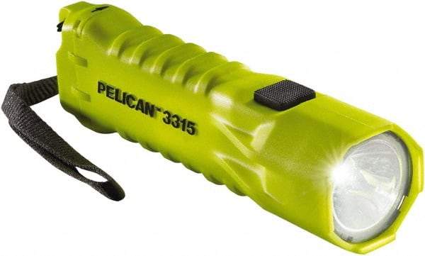 Pelican Products, Inc. - White LED Bulb, 160 Lumens, Industrial/Tactical Flashlight - Yellow Plastic Body, 3 AA Alkaline Batteries Included - Makers Industrial Supply