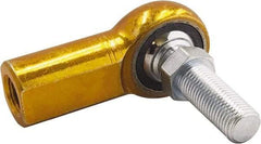 Made in USA - 3/4" ID, 1-3/4" Max OD, 10,937 Lb Max Static Cap, Female Spherical Rod End with Stud - 3/4-16 LH, 1-1/8" Shank Diam, 1-9/16" Shank Length, Carbon Steel with Plastic Raceway - Makers Industrial Supply