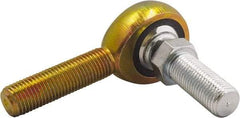 Made in USA - 5/8" ID, 1-1/2" Max OD, 7,400 Lb Max Static Cap, Male Spherical Rod End with Stud - 5/8-18 RH, 1-5/8" Shank Length, Carbon Steel with Plastic Raceway - Makers Industrial Supply