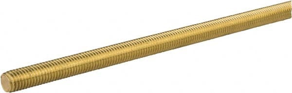 Made in USA - 7/8-9 UNC (Coarse), 2' Long, Brass General Purpose Threaded Rod - Uncoated, Right Hand Thread - Makers Industrial Supply