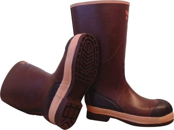 Viking - Men's Size 8 Medium Width Steel Knee Boot - Brown, Tan, Rubber Upper, Nitrile Rubber Outsole, 16" High, Chemical Resistant, Non-Slip, Cold Protection, Waterproof - Makers Industrial Supply