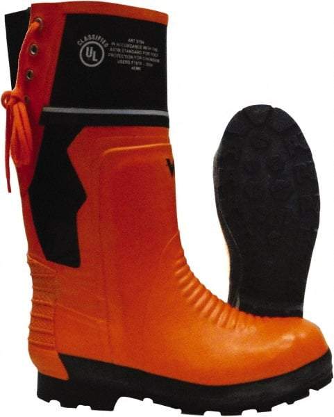 Viking - Men's Size 10 Medium Width Steel Work Boot - Black, Orange, Rubber Upper, Nitrile Rubber Outsole, 15" High, Chemical Resistant, Waterproof, Non-Slip, Cut Resistant - Makers Industrial Supply