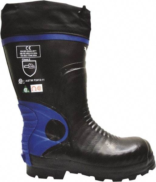 Viking - Men's Size 13 Medium Width Steel Work Boot - Black, Blue, Rubber Upper, Nitrile Rubber Outsole, 15" High, Non-Slip, Chemical Resistant, Waterproof, Electric Shock Resistant - Makers Industrial Supply