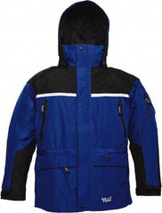 Viking - Size 4XL, Black & Royal Blue, Rain, Wind Resistant, Cold Weather Jacket - 58" Chest, 5 Pockets, Detachable Hood - Makers Industrial Supply