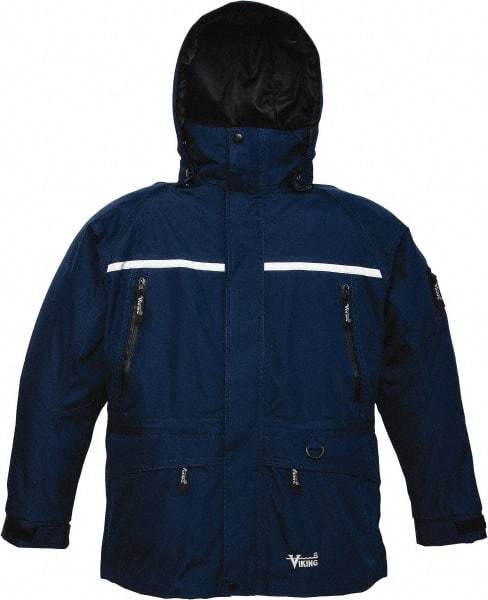 Viking - Size S, Black & Navy, Rain, Wind Resistant, Cold Weather Jacket - 37" Chest, 5 Pockets, Detachable Hood - Makers Industrial Supply