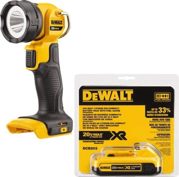 DeWALT - 20 Volts, 110 Lumens, Cordless Flashlight - White, 11 hr Run Time - Makers Industrial Supply