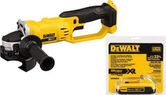 DeWALT - 4-1/2" Wheel Diam, 6,500 RPM, Cordless Cutoff & Cutoff-Grinder Tool - Right Angle Handle, 20 Volt, Battery Included - Makers Industrial Supply