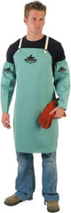 MCR Safety - 24 x 36" Flame Resistant/Retardant & Welding Bib Apron - Cotton, 9 oz Material, Green, Snap Closure - Makers Industrial Supply