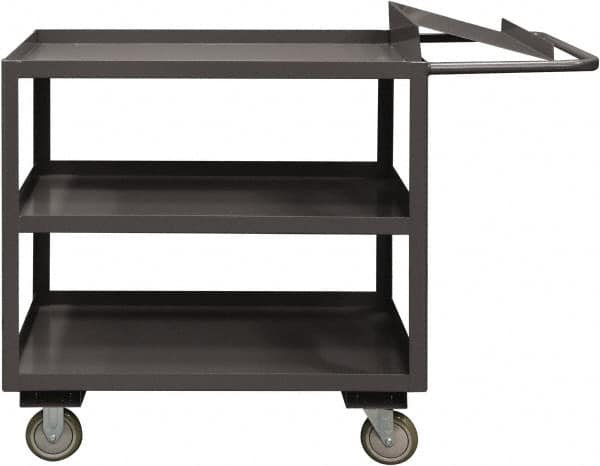 Durham - 1,200 Lb Capacity, 24" Wide x 36" Long x 37-5/8" High Order Picking Cart - 3 Shelf, Steel, 2 Rigid/2 Swivel Casters - Makers Industrial Supply