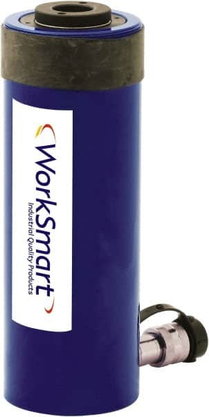 Value Collection - 30 Ton, 6.11" Stroke, 38.67 Cu In Oil Capacity, Portable Hydraulic Hollow Hole Cylinder - 6.32 Sq In Effective Area, 13.02" Lowered Ht., 19.13" Max Ht., 2.84" Cyl Bore Diam, 2.48" Plunger Rod Diam, 10,000 Max psi - Makers Industrial Supply