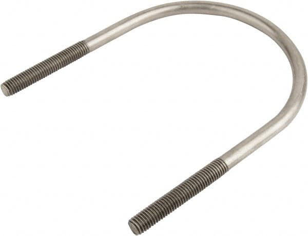 Made in USA - 7/8-9 UNC, 16-1/16" Long, Round U Bolt Clamp with No Mount Plate for 14" Pipe - 4-1/4" Thread Length, 12-7/8" Wide, Grade 304 Stainless Steel - Makers Industrial Supply