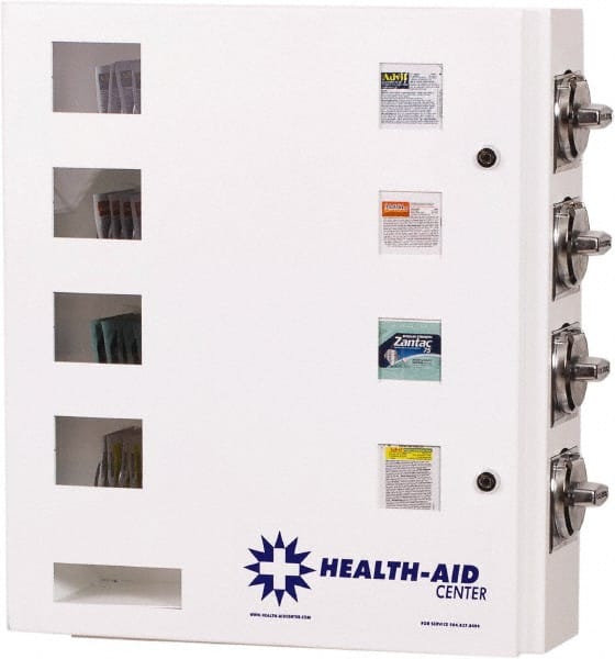 Synergy Management - Medical Vending Machines & Dispensers; Height (Inch): 21 ; Width (Inch): 20 ; Depth (Inch): 5-1/2 ; Number of Shelves: 4 ; Door Type: Manual Closing ; Shelf Type: Adjustable - Makers Industrial Supply