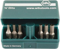 Wiha - 10 Piece, 1/4" Drive Screwdriver Tamperproof Bit Set - 3/32 to 3/16" Hex - Makers Industrial Supply