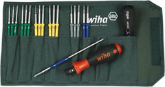 Wiha - 20 Piece, 1/4" Drive Screwdriver Bit Set - #0, #1 & #2 Phillips, 5/64 to 5/32" Hex, T7 to T20 Torx, 2.5, 3.5 & 4mm Slotted - Makers Industrial Supply