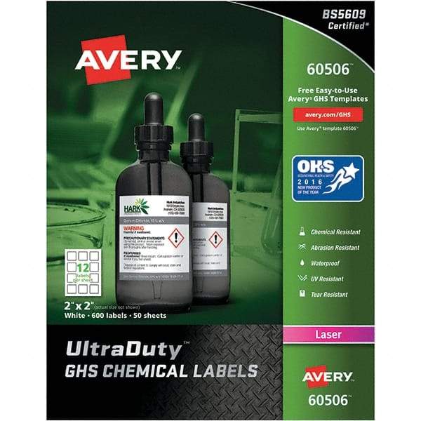 AVERY - 2" Long, White Paper Laboratory Label - For Laser Printers - Makers Industrial Supply