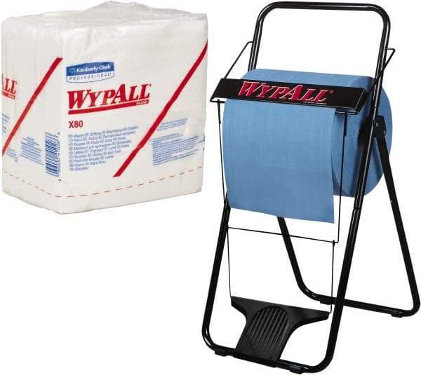 WypAll - X80 1/4 Fold Shop Towel/Industrial Wipes - Poly Pack, 12-1/2" x 12-1/2" Sheet Size, White - Makers Industrial Supply