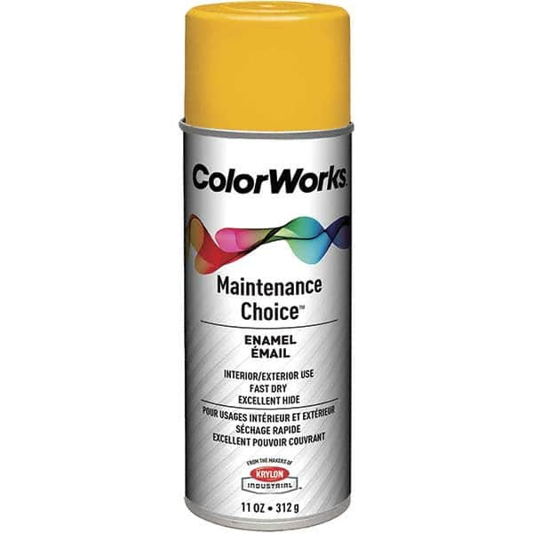 Krylon - Sunshine Yellow, 11 oz Net Fill, Gloss, Enamel Spray Paint - 15 to 18 Sq Ft per Can, 16 oz Container - Makers Industrial Supply