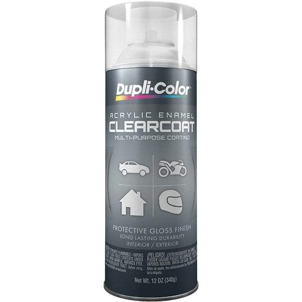 Dupli-Color - Crystal Clear, Flat, Acrylic Enamel Spray Paint - 12 to 14 Sq Ft per Can, 12 oz Container - Makers Industrial Supply