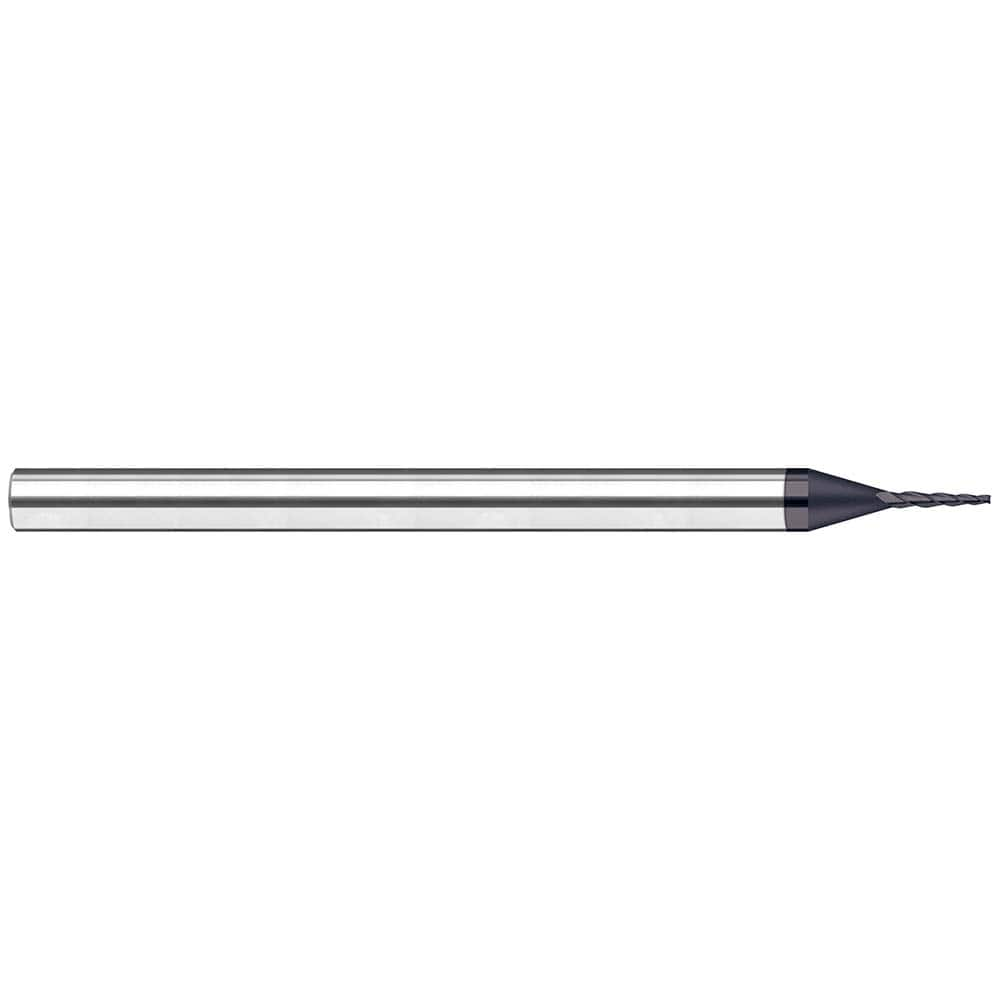 Tapered End Mill: 5 ° per Side, 3/32″ Small Dia, 1/2″ LOC, 3 Flutes, Solid Carbide, Square End 3/16″ Shank Dia, 2″ OAL, AlTiN Nano Finish, Series Miniature End Mills - Tapered - Square