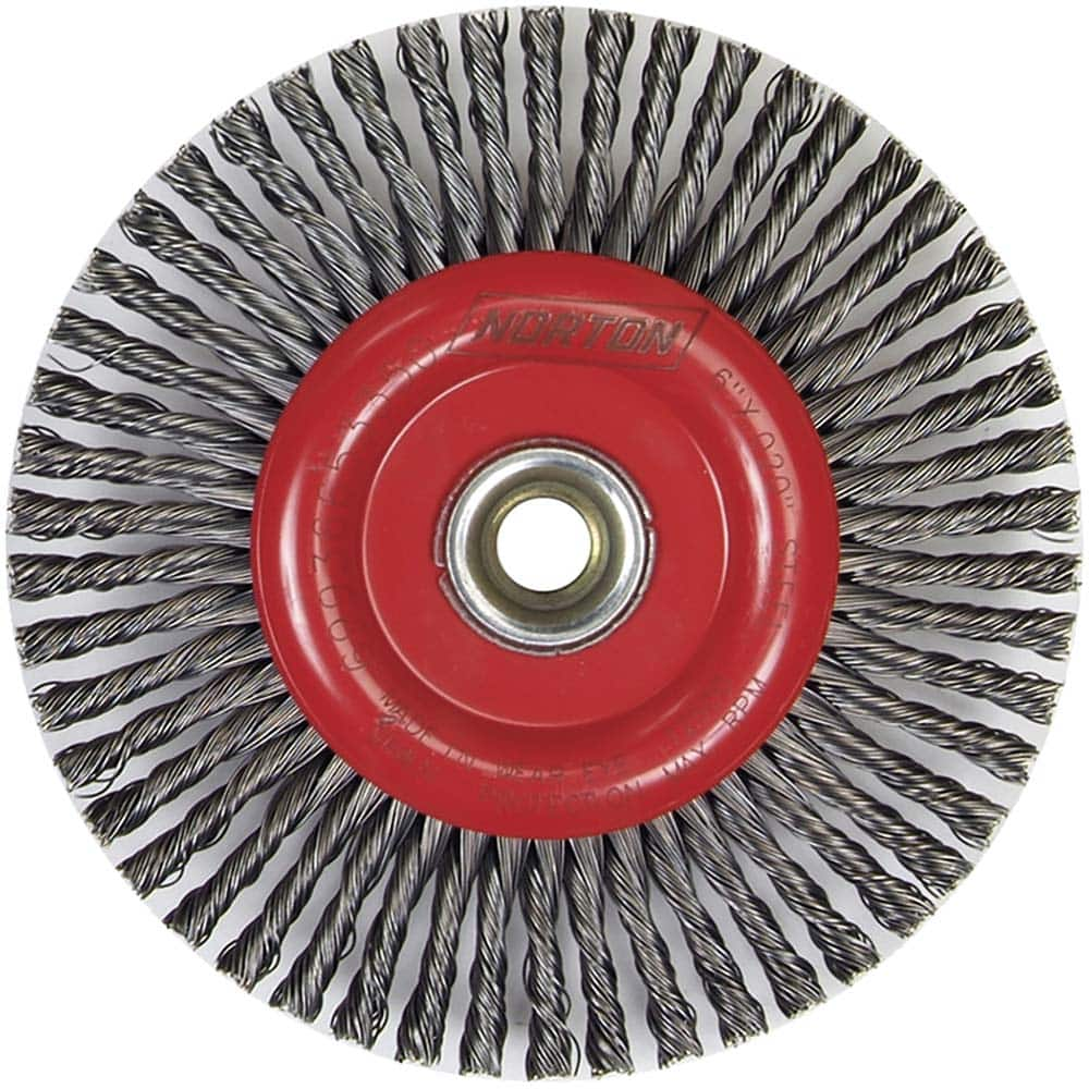 Norton - 6" OD, 5/8-11 Arbor Hole, Stringer Bead Carbon Wheel Brush - Makers Industrial Supply