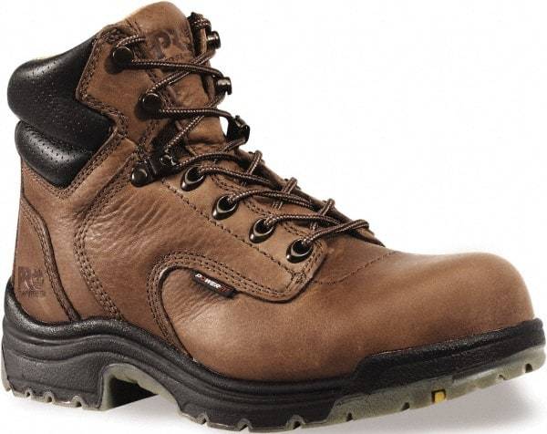 Timberland PRO - Women's Wide Width Steel Work Boot - Brown, Leather Upper, Rubber Outsole, 6" High, Safety Toe - Makers Industrial Supply