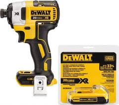 DeWALT - 20 Volt, 1/4" Drive, 20, 125, 152 Ft/Lb Torque, Cordless Impact Driver - 1000, 2800, 3250 RPM, 1 Lithium-Ion Battery Included - Makers Industrial Supply