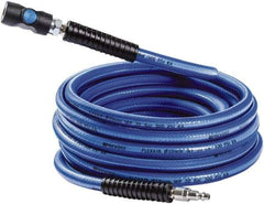 Prevost - 3/8" ID 50' Long Multipurpose Air Hose - Industrial Interchange Safety Coupler x Male Plug Ends, 300 Working psi, 5 to 140°F, 1/4" Fitting, Blue - Makers Industrial Supply