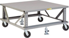 Little Giant - 3,600 Lb Capacity Steel Adjustable Height Pallet Stand - Steel Deck, 40" OAW, 48" Platform Length, Phenolic Casters - Makers Industrial Supply