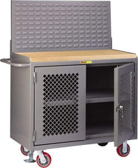 Little Giant - Mobile Bench Cabinet with Louvered Panel - Steel, Fixed Leg, Gray, 53-1/2" Long x 24" Deep x 43" High - Makers Industrial Supply