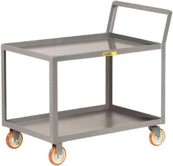 Little Giant - 1,200 Lb Capacity, 24" Wide x 40" Long x 38-3/4" High Shelf Cart - 2 Shelf, Steel, 2 Rigid/2 Swivel Casters - Makers Industrial Supply