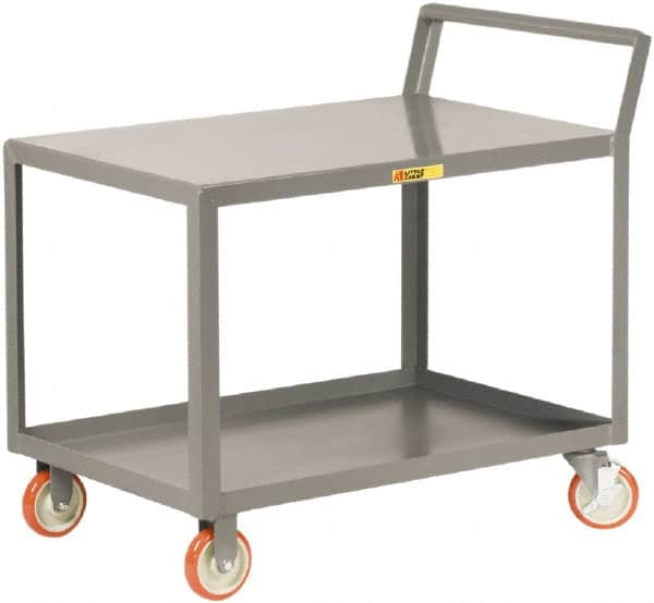 Little Giant - 1,200 Lb Capacity, 18" Wide x 36" Long x 38-3/4" High Shelf Cart - 2 Shelf, Steel, 2 Rigid/2 Swivel Casters - Makers Industrial Supply