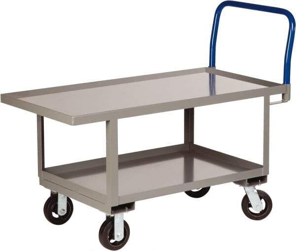 Little Giant - 2,000 Lb Capacity Steel Raised Deck Platform Truck - Steel Deck, 30" OAW, 60" Platform Length x 26" Platform Height, Mold On Rubber Casters - Makers Industrial Supply