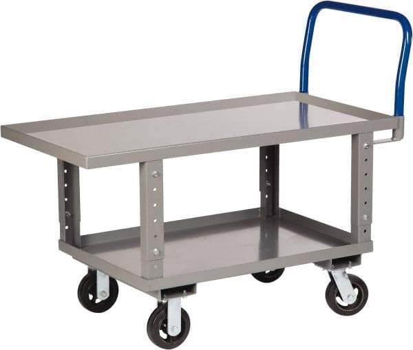 Little Giant - 2,000 Lb Capacity Steel Raised Deck Platform Truck - Steel Deck, 24" OAW, 48" Platform Length x 35-1/2" Platform Height, Mold On Rubber Casters - Makers Industrial Supply