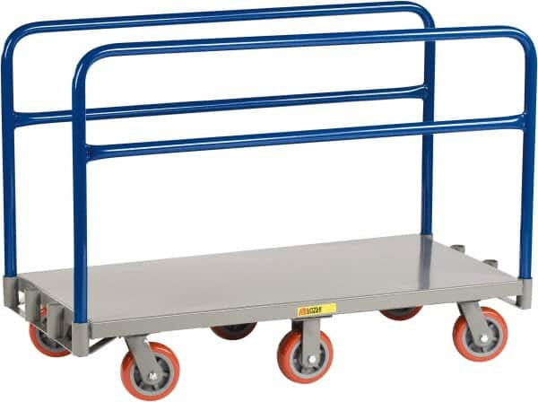 Little Giant - 3,600 Lb Capacity Steel 6-Wheeled Platform Truck - Steel Deck, 30" OAW, 48" Platform Length x 9" Platform Height, Polyurethane Casters - Makers Industrial Supply