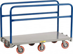 Little Giant - 3,600 Lb Capacity Steel 6-Wheeled Platform Truck - Steel Deck, 30" OAW, 60" Platform Length x 9" Platform Height, Polyurethane Casters - Makers Industrial Supply