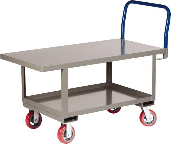 Little Giant - 2,000 Lb Capacity Steel Raised Deck Platform Truck - Steel Deck, 24" OAW, 48" Platform Length x 26" Platform Height, Polyurethane Casters - Makers Industrial Supply