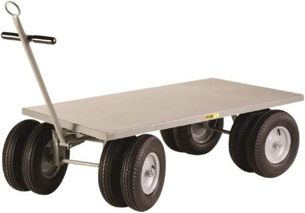 Little Giant - 3,500 Lb Capacity Steel Wagon Truck - Steel Deck, 24" OAW, 48" Platform Length x 16-1/2" Platform Height, Mold On Rubber Casters - Makers Industrial Supply